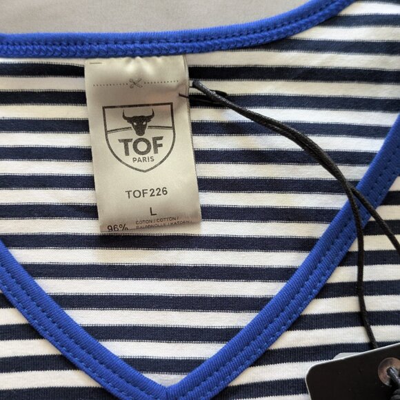 TOF Paris Sailor Crop Top, blue, size L, NWT - Picture 10 of 13